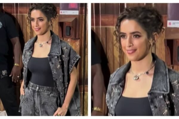 Sanya Malhotra goes for a stylish casual look in a black denim ensemble