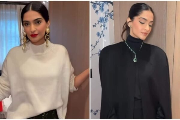 Skirts for winter? Sonam Kapoor brings a warm touch to summer staples in two glamorous looks. Her hair looks gorgeous!