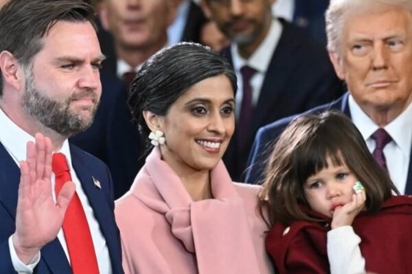 Usha Vance shows off the show on the day of the inauguration of the US President Donald Trump in a pink Oscar de la Renta image: photos