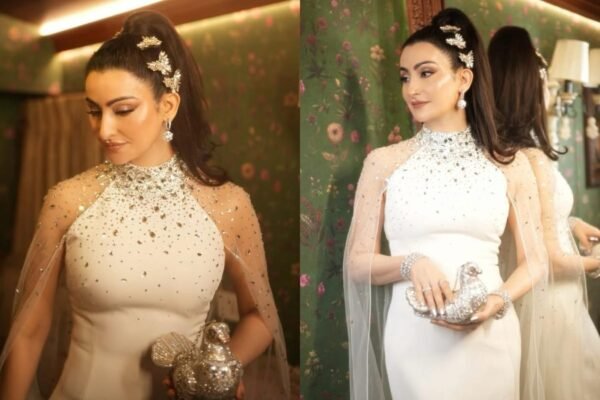 Shalini Passi stuns in an elegant white dress paired with a crystal dove bag. Here’s how much the dress costs