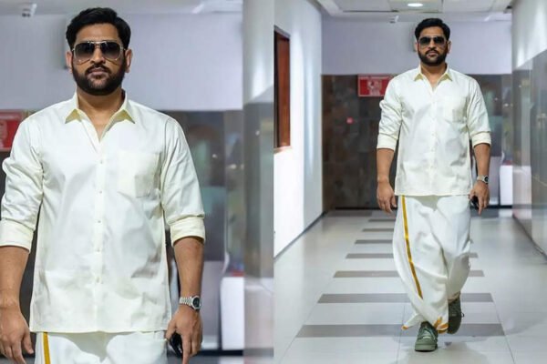 “Thala” MS Dhoni Dons Traditional Veshti to support India’s team in the Trophy Champions Finals! – India’s times