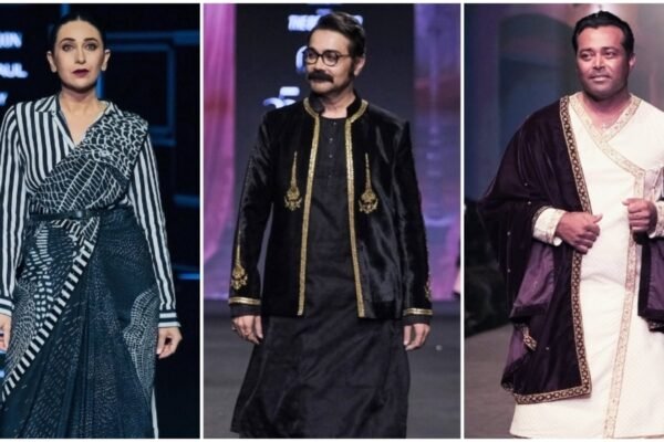 Karisma Kapoor brings a rigid female energy to Lakme Fashion Week 2025; Prosenjit and Leander Paes Turn Showstopper