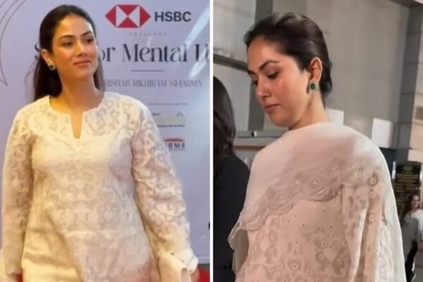 Mira Rajput-white silk set Chanderi Kurta-ideal traditional summer search for your closet; It costs …