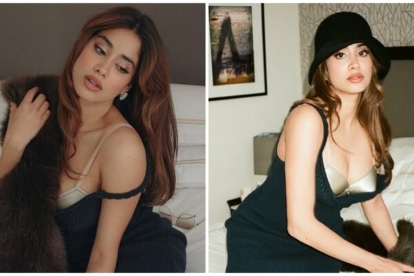 Janhvi Kapoor makes the Bralette fashionable in a chic black Bodycon dress to launch the Miu Miu Store. Photo