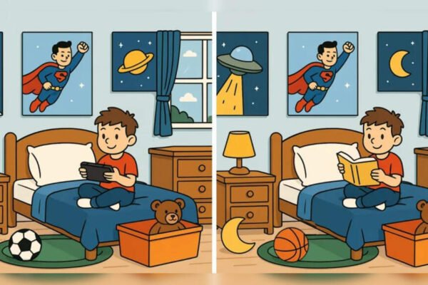 Optical illusion: Only a person with excellent vision and creative thinking can notice all 5 differences in the boy’s room in 10 seconds – India’s time